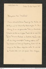 Nachlass Franz Steindachner, Brief von Alfred Voeltzkow an Franz Steindachner (30.08.1905), Inv.Nr. 563.02, Seite 1
